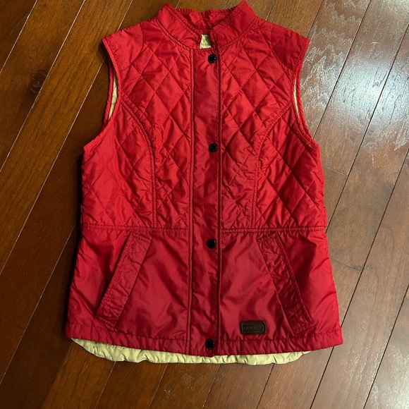 $169 Hunter Quilted Vest Full Zip Women's Sz 0 Red with Pockets water resistant - Picture 2 of 14